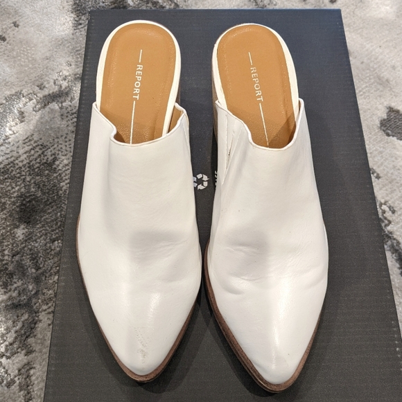 White heeled pointy toe mules size 7 - Picture 3 of 4